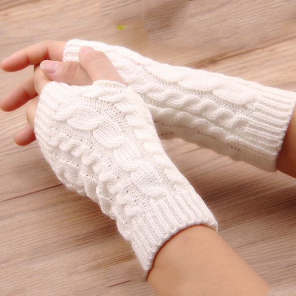 Hot Sale Women Wool Mitten Warm Fingerless Gloves Hand Warmer Winter Women Arm Crochet Knitting Faux Gloves Gants Femme